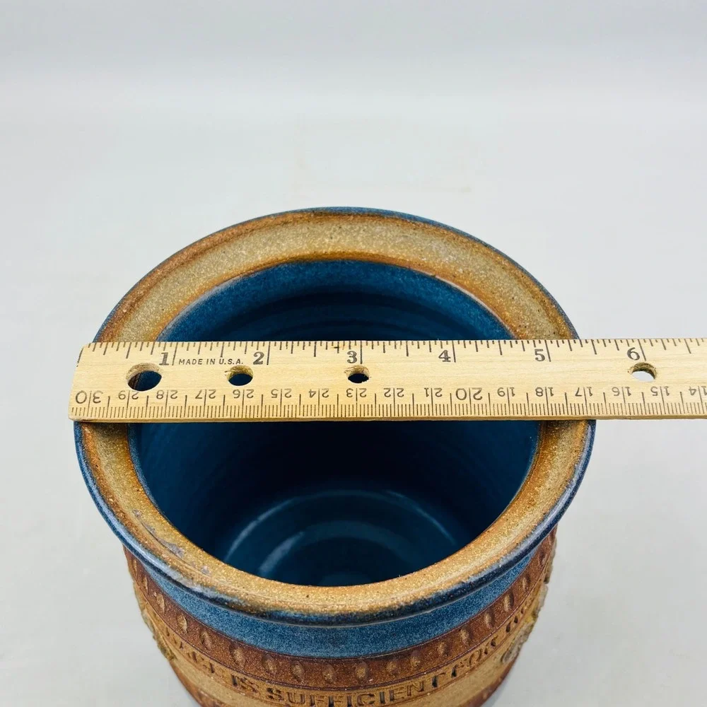 Down to Earth Pottery Canister Blue Stoneware My Grace Is Sufficient II Cor 12:9